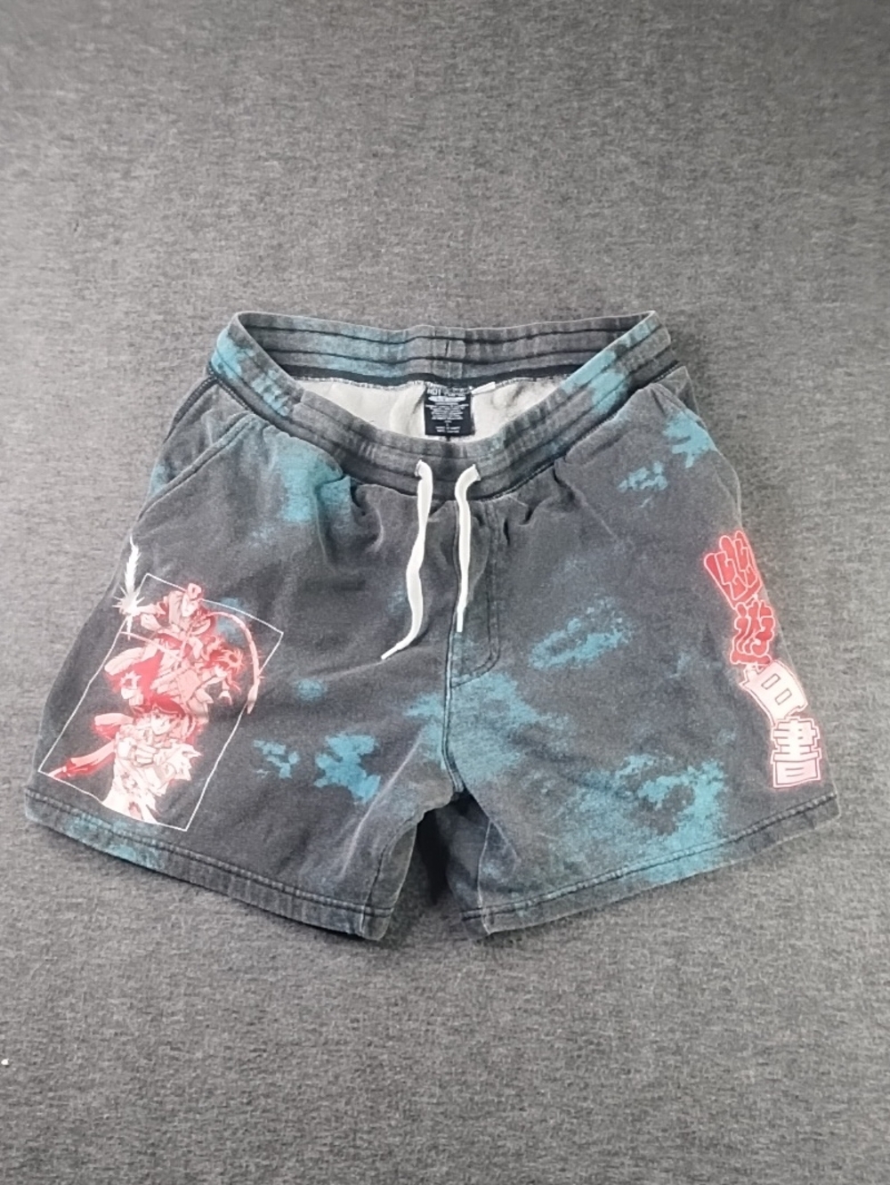 Hot Topic Black & Teal Tie-Dye Fleece Jogger Bottoms
